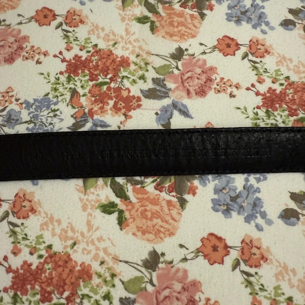 Mens Oil Cow Hide Black Leather Dress Belt Laced‎ Size 40 Silver Buckle Classic